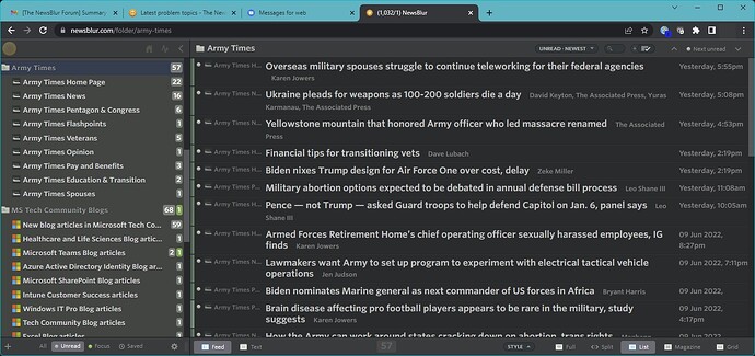 Newsblur web screenshot